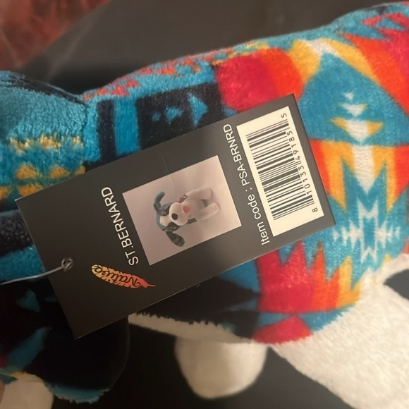 16 inch teal western pattern St Bernard plushy stuffed animal NWT by Nativo - Picture 6 of 6